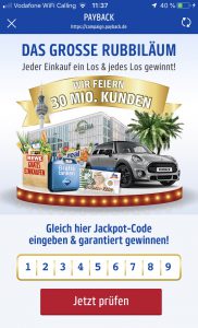 PayBack Rubbellos "Das große Rubbiläum" im Check