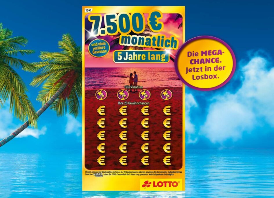 7500 Euro monatlich 5 Jahre lang Rubbellos