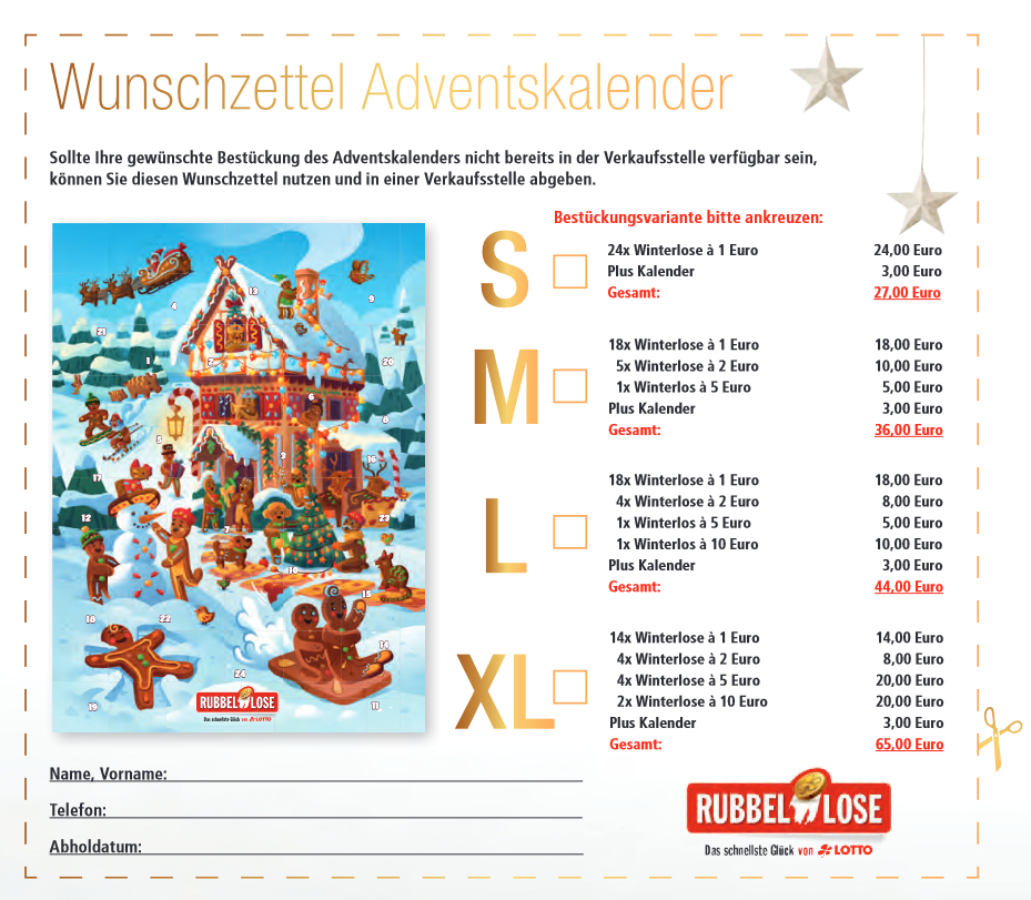 LOTTO Hessen Bestellcoupons Adventskalender 2023