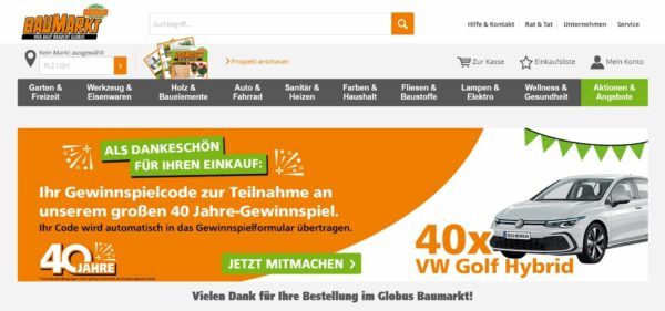 Globus Baumarkt 40 Jahre Gewinnspiel