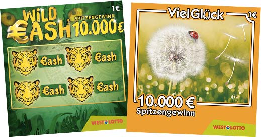 1€ Rubbellose von Westlotto: Wild Cash und Viel Glück