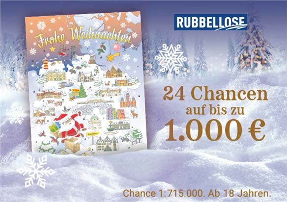 Lotto Rubbellos Adventskalender von Lotto Niedersachsen im Jahr 2022