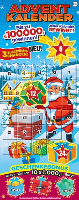 Rubbellos Adventskalender Lotto Österreich 2022