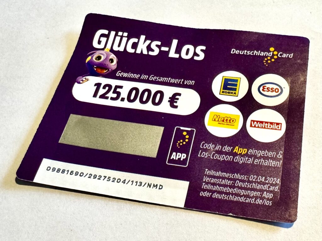 Deutschlandcard Glücks-Los März und April 2024